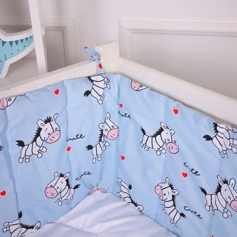 Сплошной бортик в кроватку MirSon Kids Time 20-0037 Cute blue zebra 30х180 см (2200009665547) - фото 3