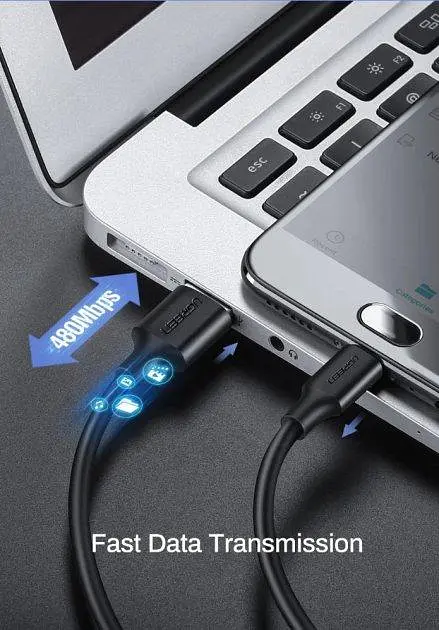 Кабель UGREEN US289 USB 2.0 - micro-USB Nickel Plating 2м чорний (60138) - фото 3