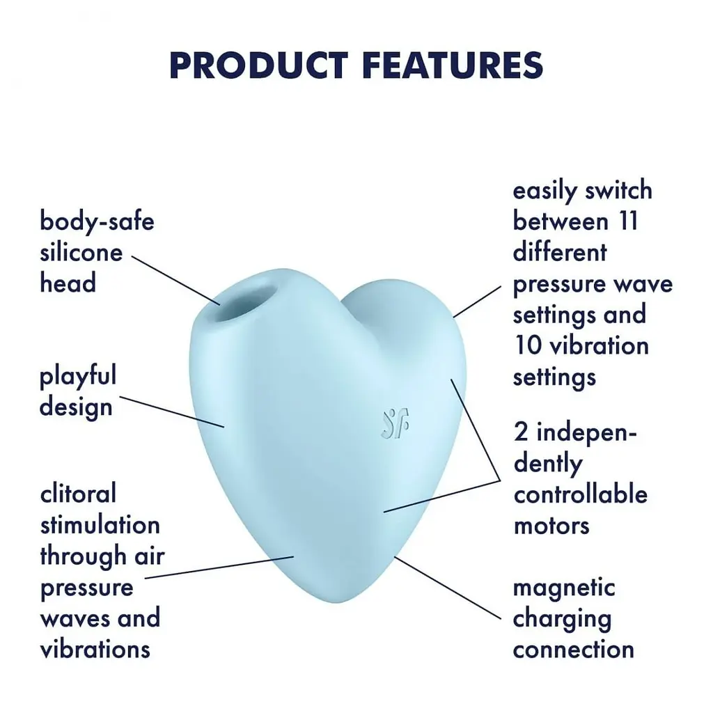 Стимулятор Satisfyer Cutie Heart Blue Вакуумний у вигляді серця, 7.7х7.5 см блакитний - фото 5