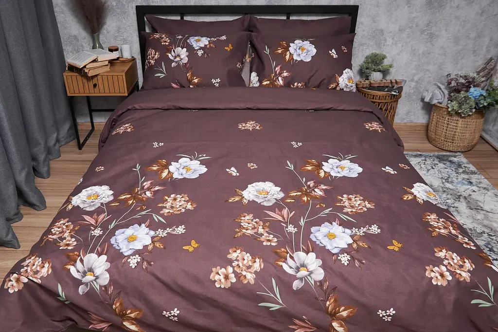 Пододеяльник Moon&Star Микросатин Premium Floral Mocha Евро 200x220 см - фото 3
