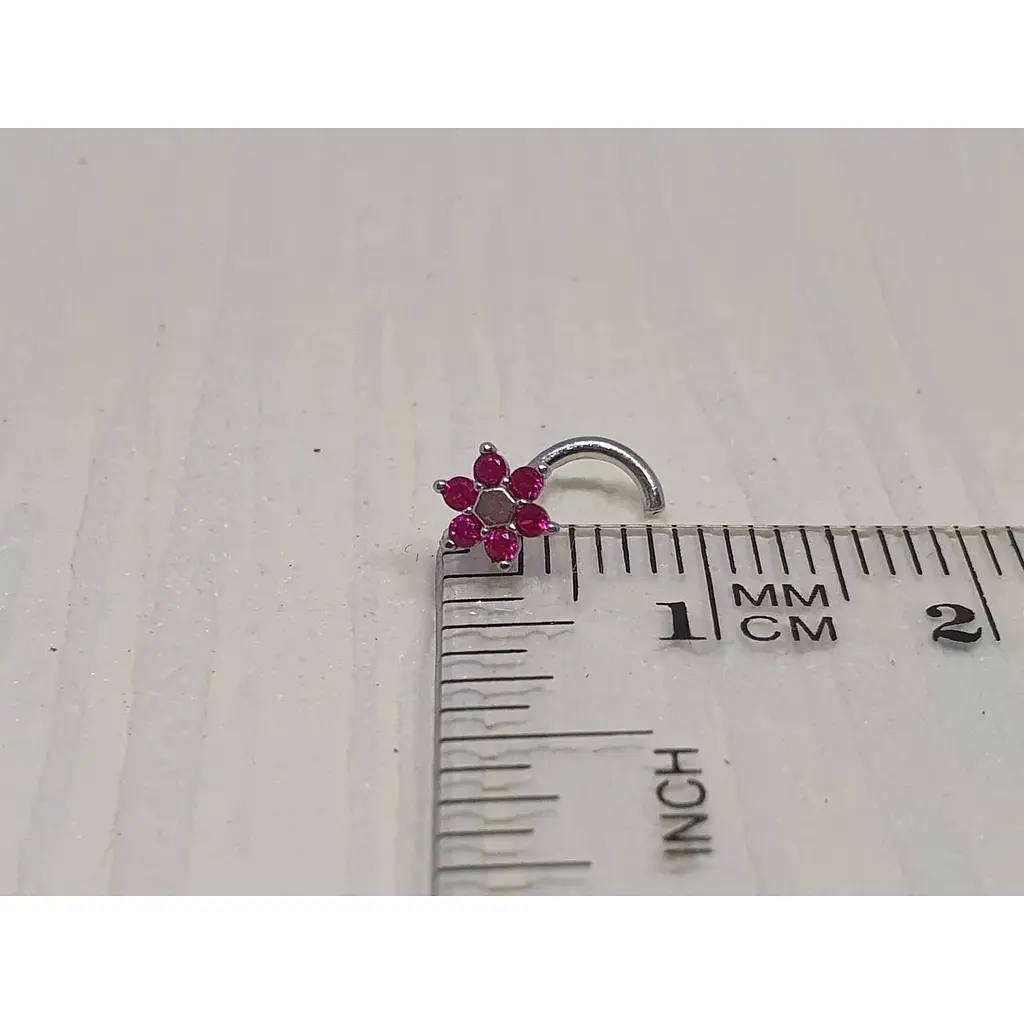 Серебряная серьга-пирсинг Астор в нос с фианитами. 8182434Р Розовый - фото 4