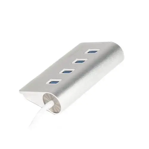 Хаб USB Maxxter HU3A-4P-01, Silver, USB 3.0 - 4xUSB 3.0, кабель 30 см, алюмінієвий корпус - фото 3