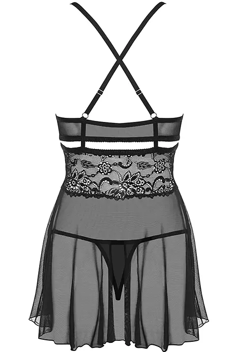 Спокусливий бебі дол, XXL (чорний) Obsessive 838-BAB-1 babydoll - фото 4