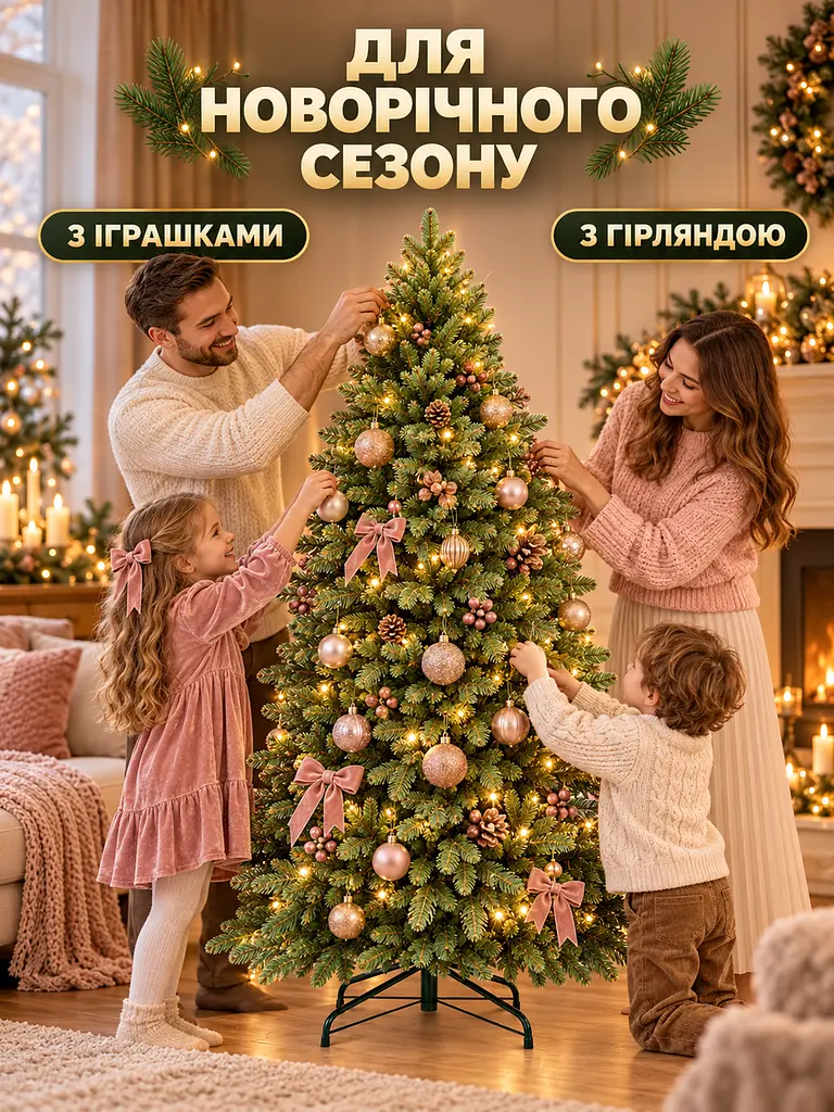 Лита штучна ялинка РЗ15 Кришталь 150 см з густою хвоєю на металевій підставці, зелена (49676490) - фото 9