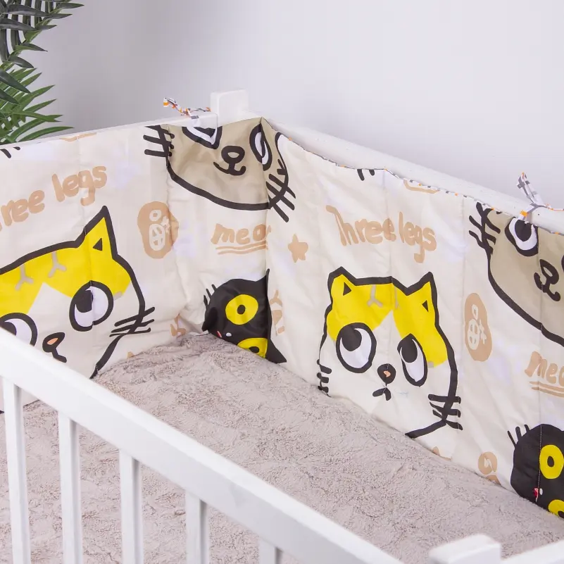 Борт в ліжечко MirSon Kids Time 18-0007 Cool Cat захисний бежевий - фото 2