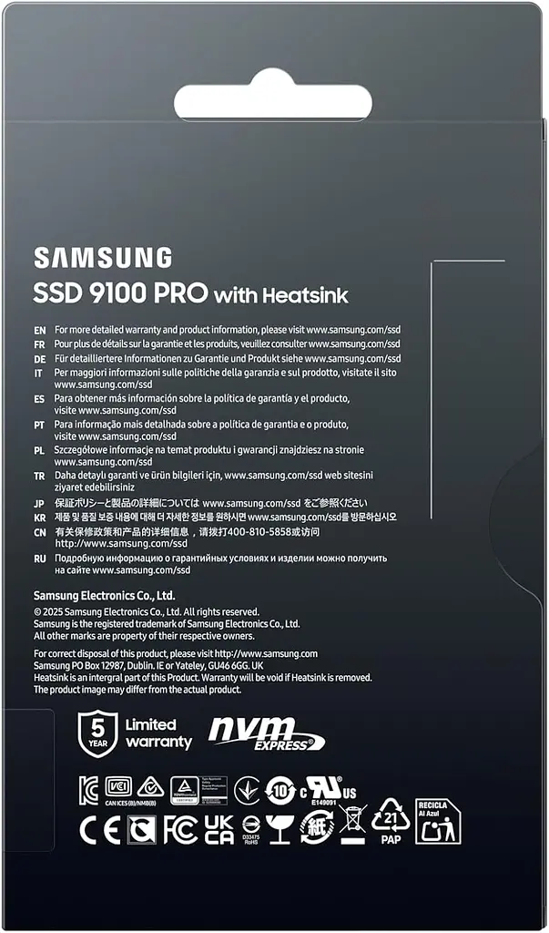 Накопичувач SSD Samsung M.2 1TB PCIe 5.0 9100PRO+ радіатор teh0014751 - фото 9