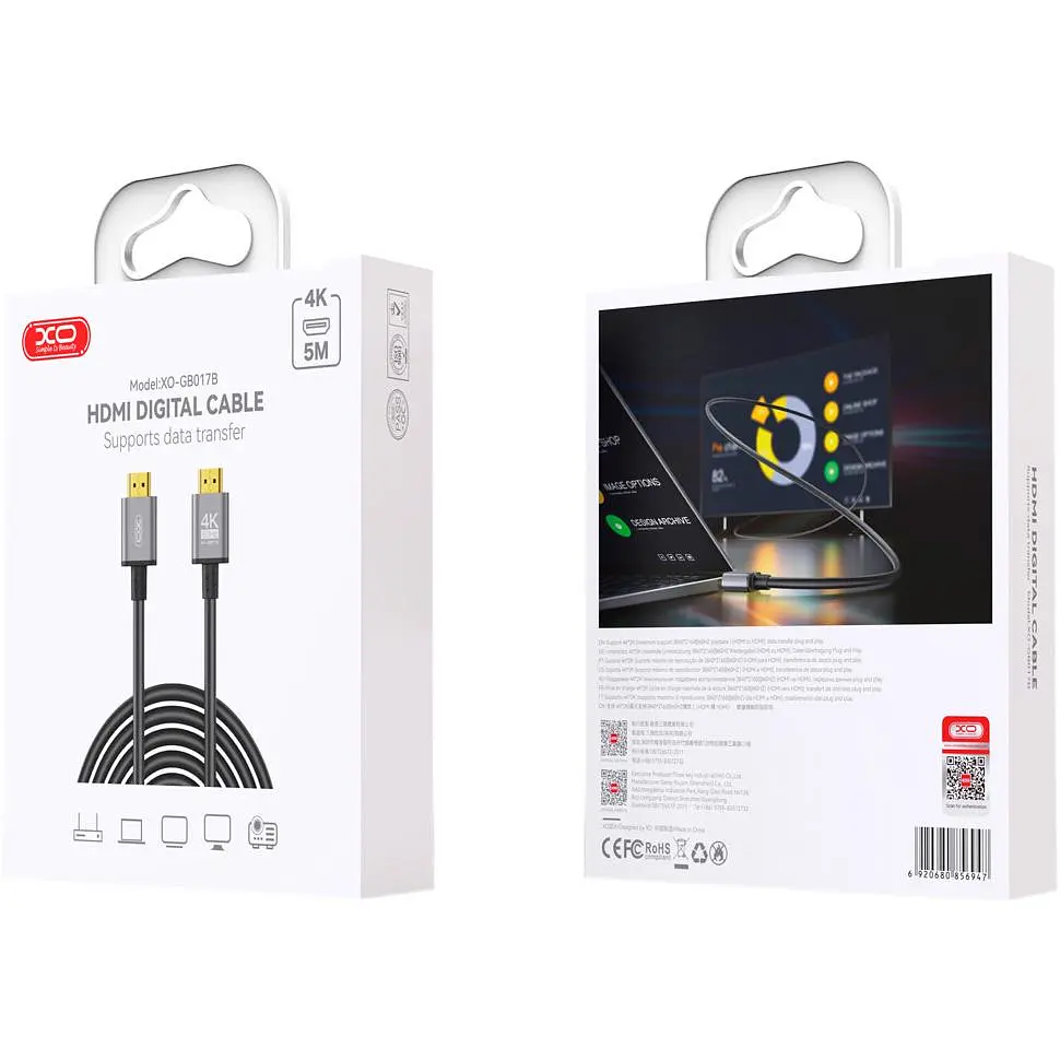 Кабель XO HDMI-HDMI V 2.0 5 м (GB017B-HDMI.tranish) - фото 4