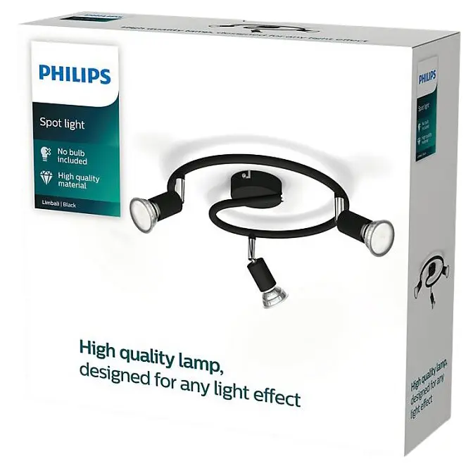 Светильник Philips Limbali plate/spiral black 3x50W 230V потолочный/настенный акцентного освещения (929003253301) - фото 2