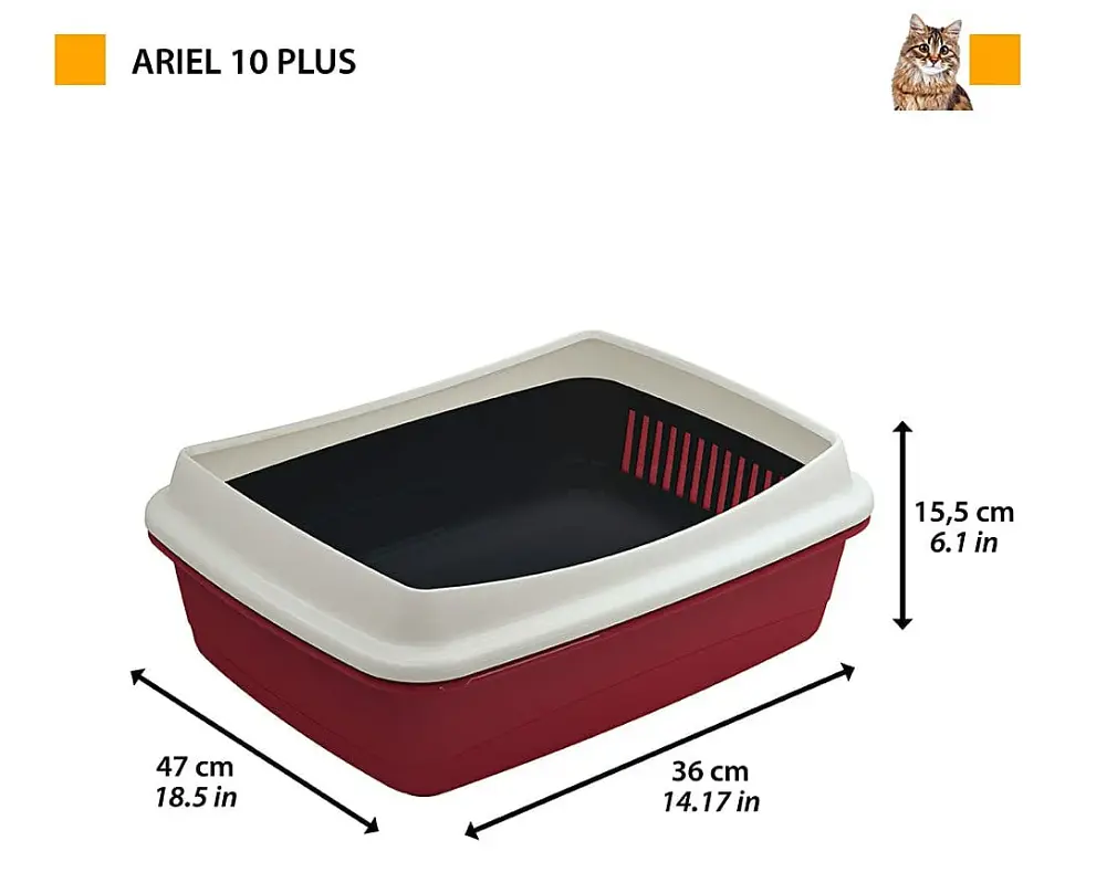 Туалет для котів Ferplast Ariel 10 Plus із системою просіювання червоний 47x36x15.5 см 72041699 - фото 2