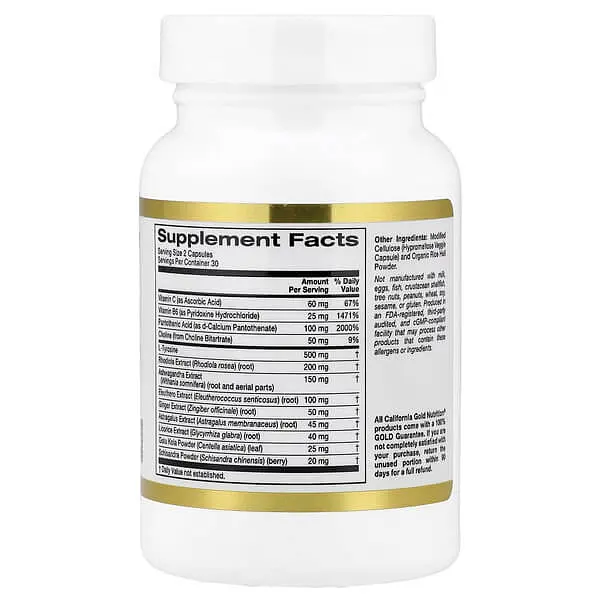 Підтримка наднирників Adrenal Support 60 рослинних капсул California Gold Nutrition vit0005153 - фото 2