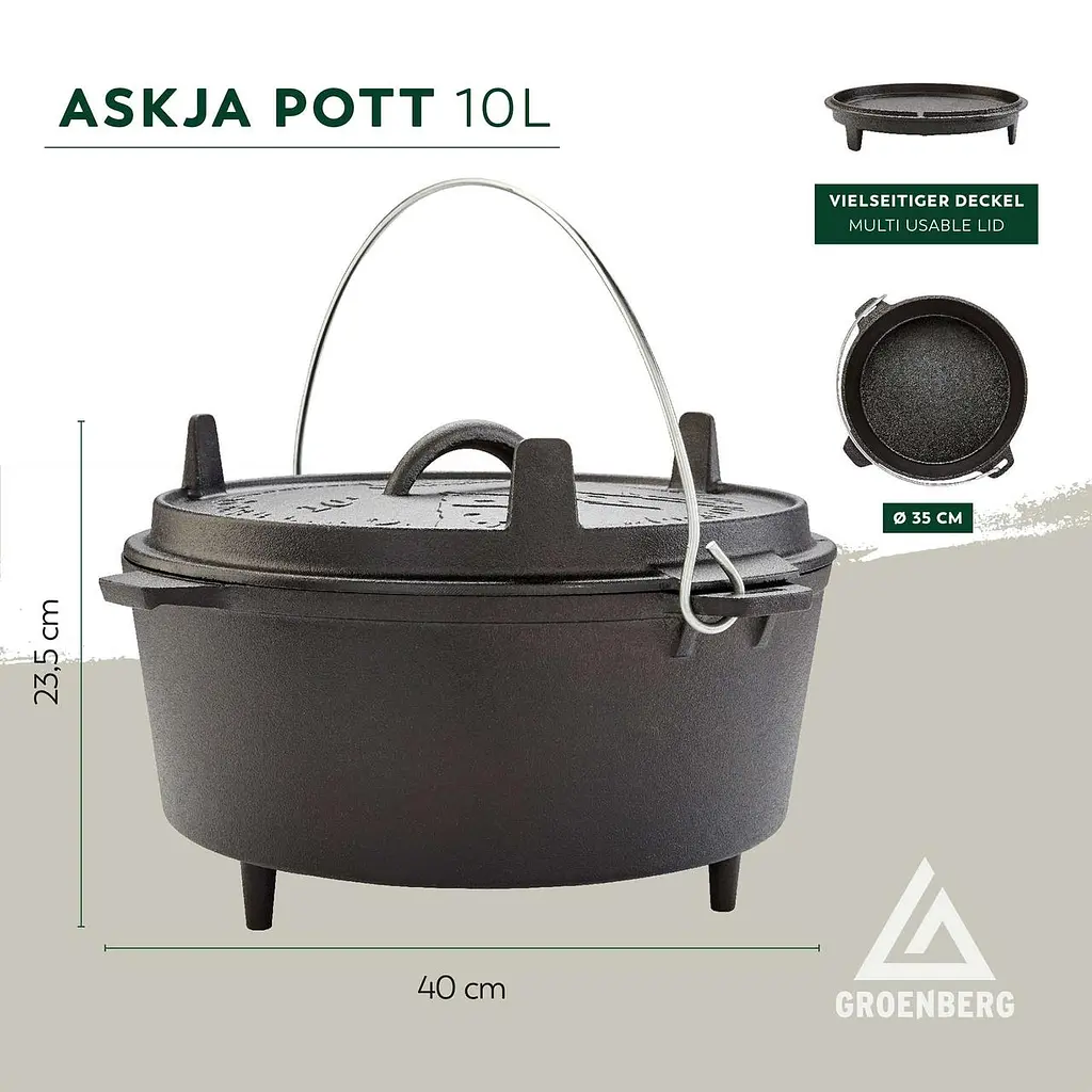 Казан з кришкою Groenberg Askja Pot 33 cm / 10 L Black (266018) - фото 7