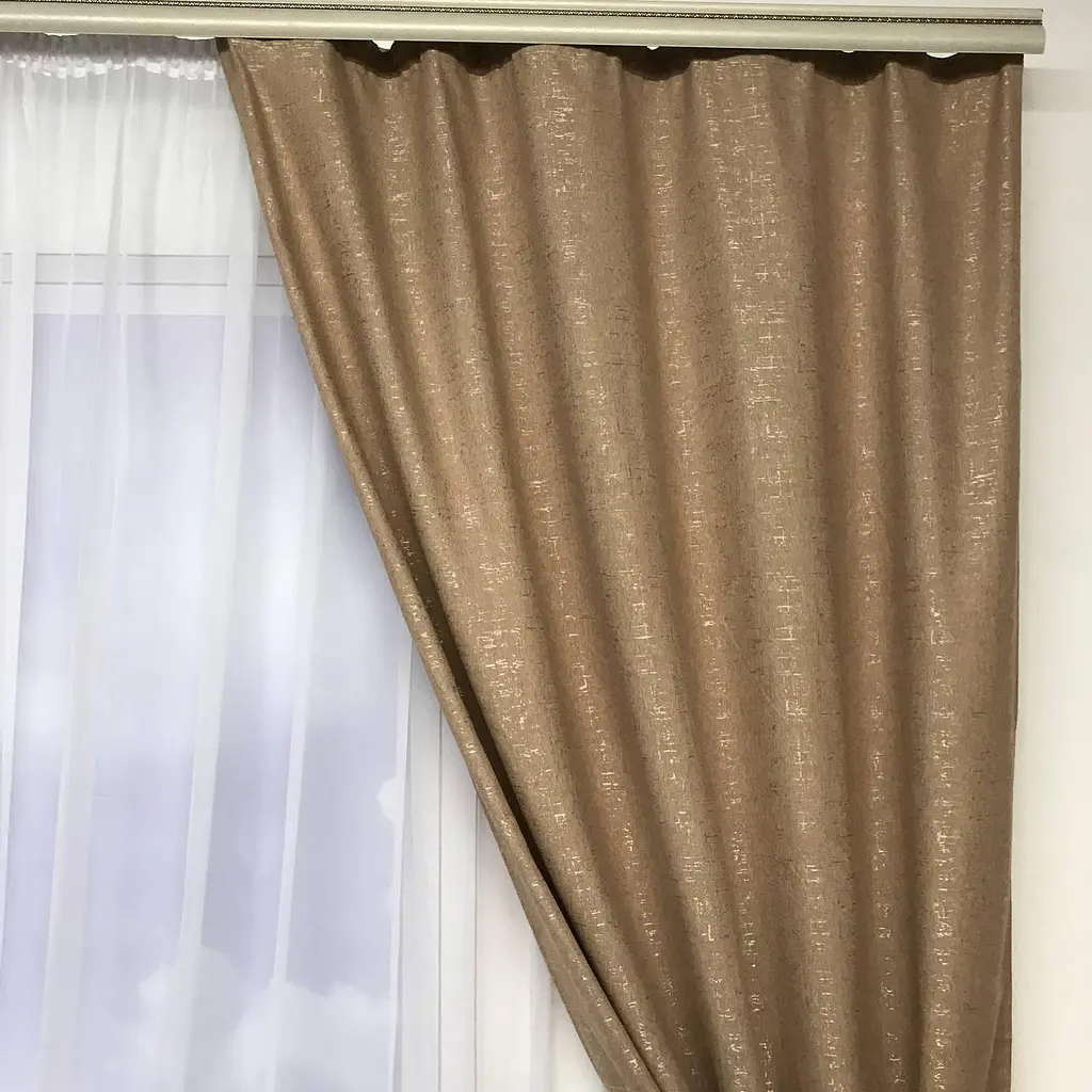 Мармурові лляні штори кавового кольору на тасьмі 2шт. 150х270 ALBO pbe0052463 - фото 6