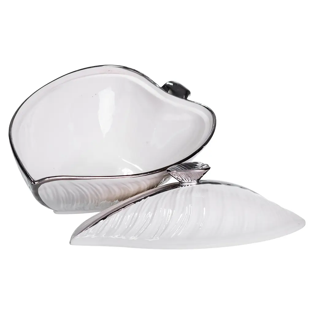 Супница 800 (мл) фарфоровая кастрюля бульонница 26×18×14 (см) с крышкой для дома и ресторана Белый с серебром Yiwu XL-4074AS - фото 3