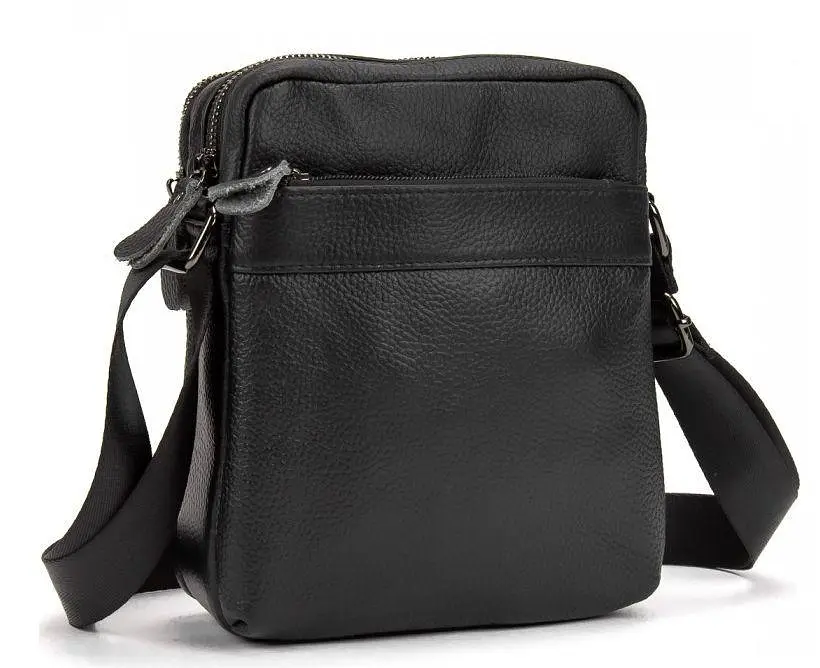 Чоловічий шкіряний месенджер Tiding Bag Чорний - фото 7