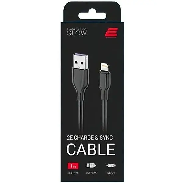 Кабель 2E USB-A - Lightning Glow 1m Black - фото 2