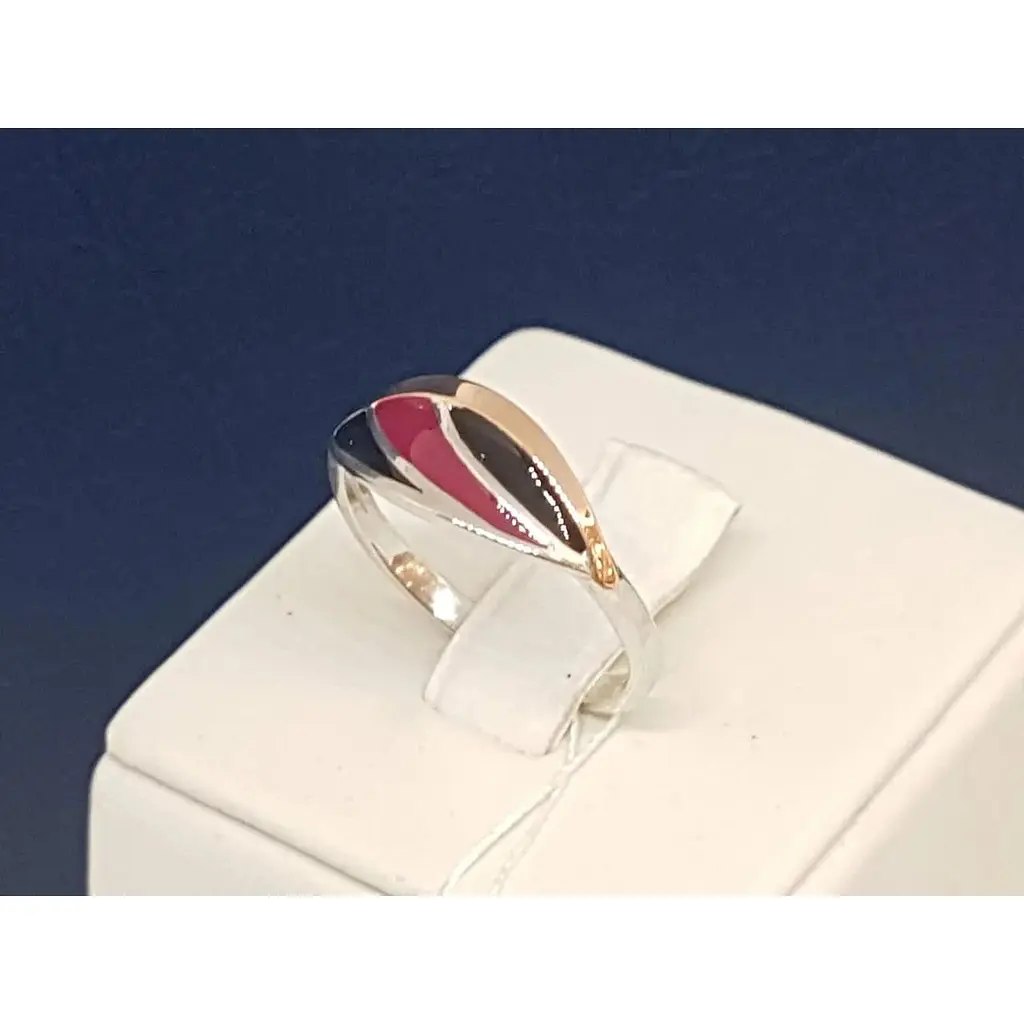 Серебряное кольцо Полина с эмалью и позолотой. ЛУИЗА 18 - фото 3