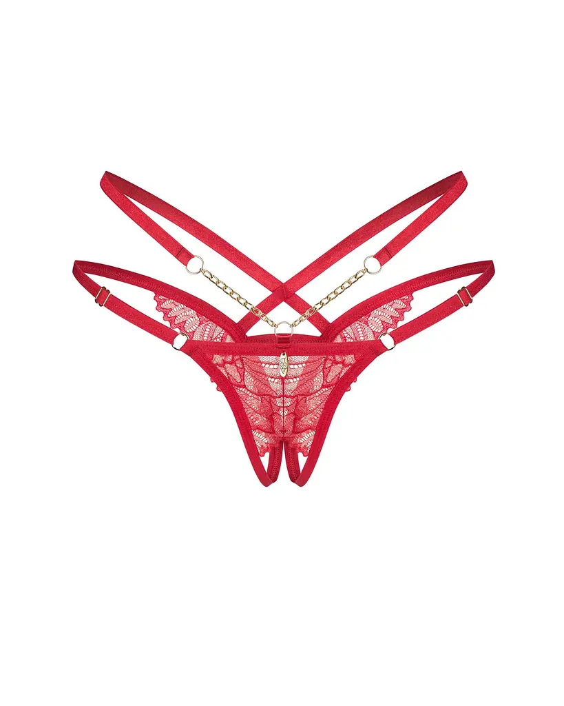 Трусики-стрінги Obsessive Matildea otwarte L/XL (червоний) - фото 8