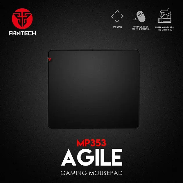 Ігровий килимок для миші чорний, велика ігрова поверхня для мишки Fantech Agile MP353 300*300*4 мм - фото 3