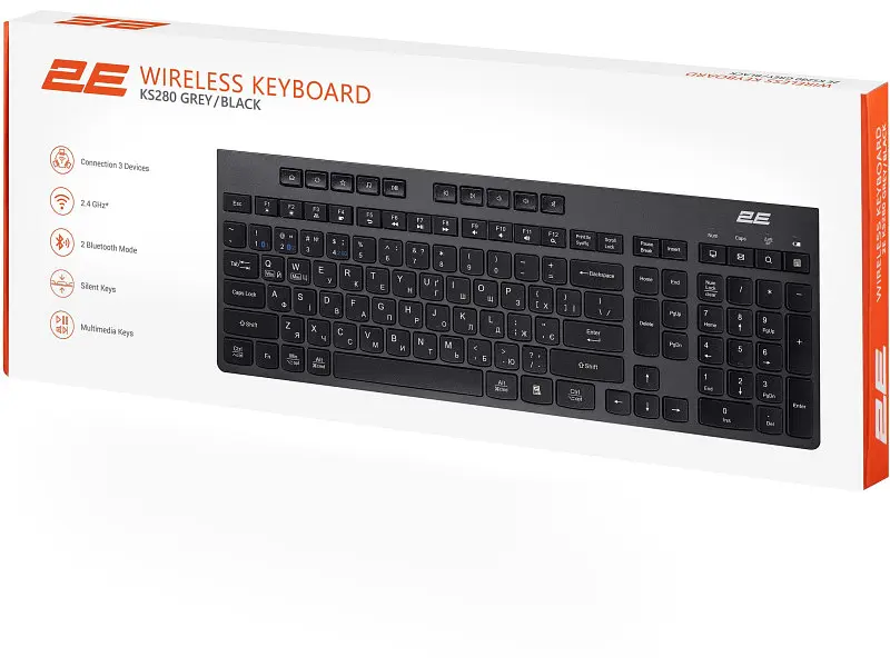 Клавіатура 2E KS280 WL BT Black/Gray (2 E-KS280WBGR_UA) - фото 10