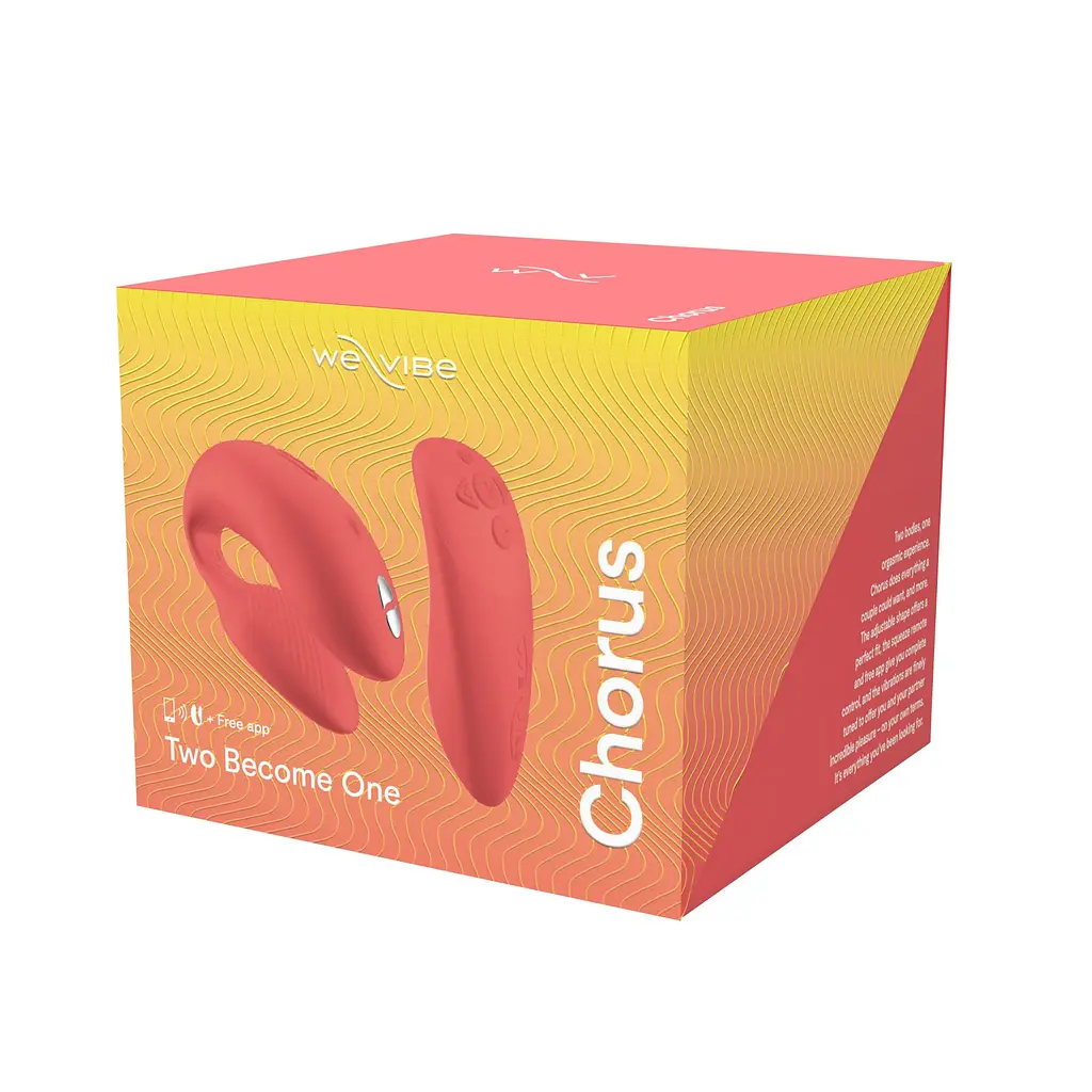 Смарт-вібратор для пар We-Vibe Chorus Crave Coral, сенсорне керування вібраціями стисненням пульта - фото 9
