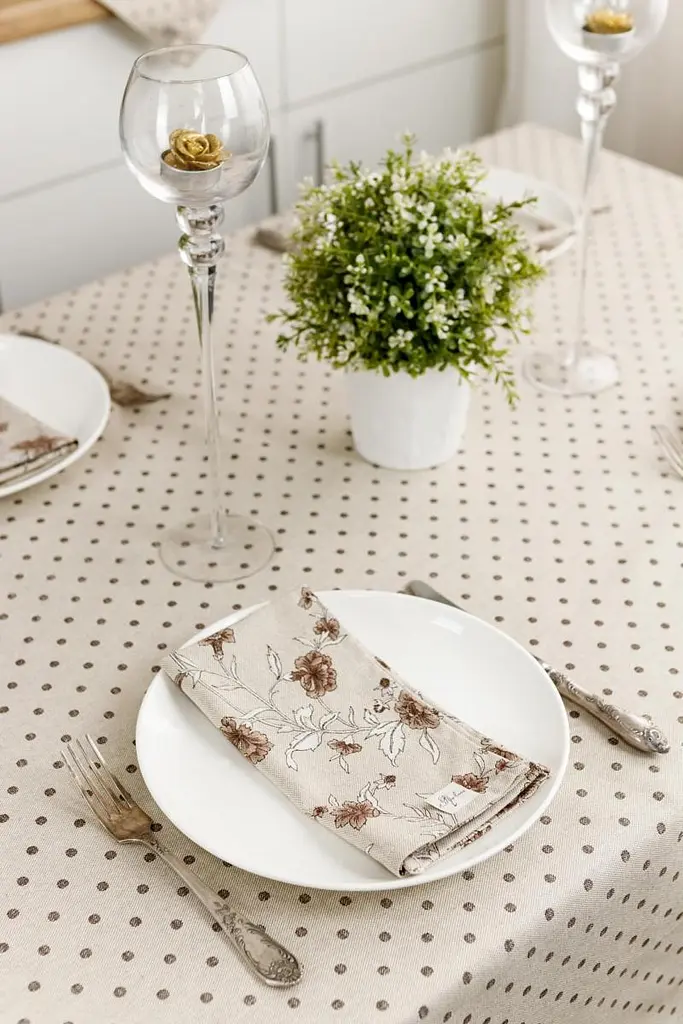 Скатерть Прованс Хозяйка Горох 136х120 см коричневая (31560) - фото 5