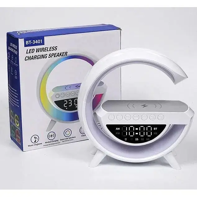 Светильник с беспроводной зарядкой для телефона BT-3401 Bluetooth FM RGB Белый - фото 5