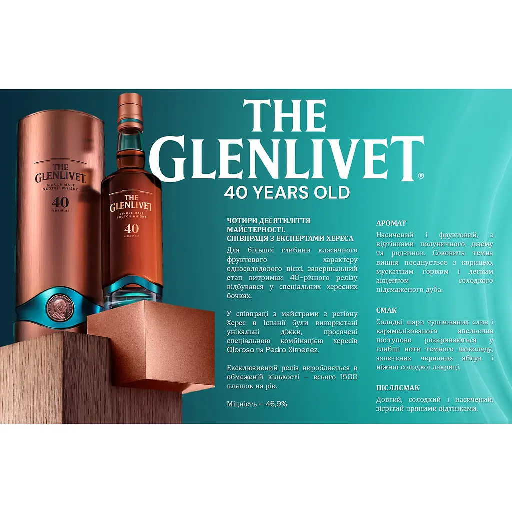 Віскі The Glenlivet 40 років витримки 46.9% 0.7л (1) в престижній упаковці - фото 2