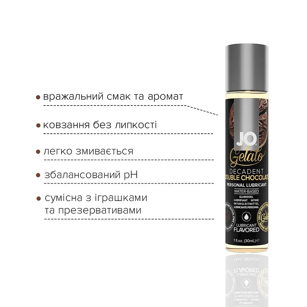 Змазка на водній основі JO GELATO Double Chocolate (30 мл) без цукру, парабенів та гліколю - фото 3