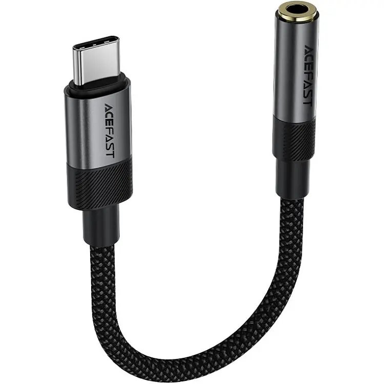 Перехідник USB-C 3.5 mm 15cm audio converter J12 Acefast чорний - фото 2