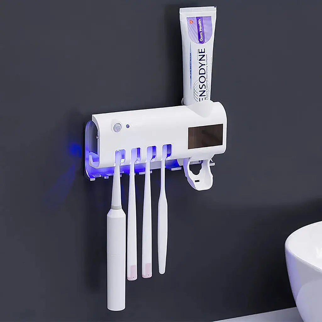 Стерилізатор тримач для зубних щіток на 4 секції з дозатором Multi-function Toothbrush Sterilizer UV, Yu Xin Білий 85810 - фото 2