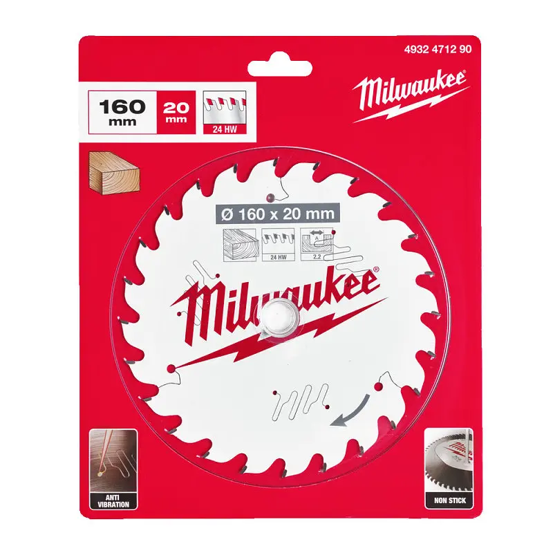 Диск пиляльний по дереву PFTE MILWAUKEE, діаметр 160х20х2,2мм, 24 зуб. - фото 2