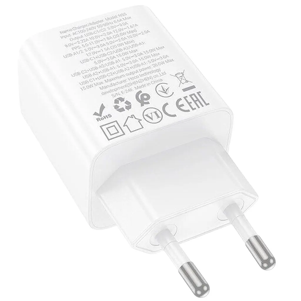 Мережевий зарядний пристрій Hoco N55 Fundador 20W White [125144] - фото 2