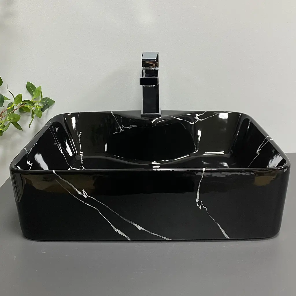 Умивальник VBI Forli black marmo glossy накладний VBI-011107, Чорний - фото 4