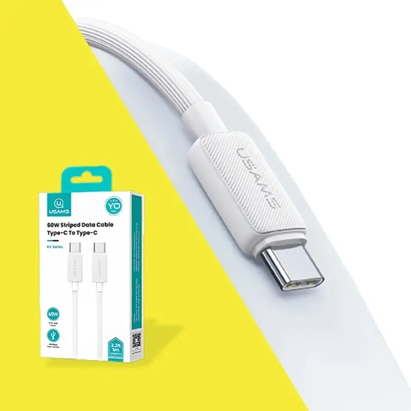 Кабель Usams US-SJ696 60W Striped Data Cable Type-C To Type-C-KY Series 2 м білий - фото 3