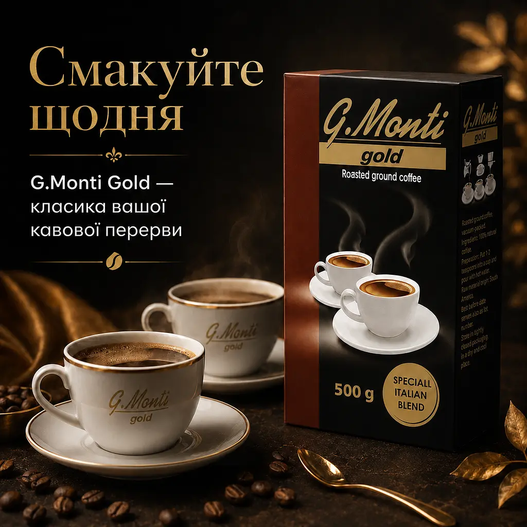 Кава мелена G.Monti Gold 500 г вакуумна упаковка для чашки, турки, френч-преса та гейзерної кавоварки - фото 5