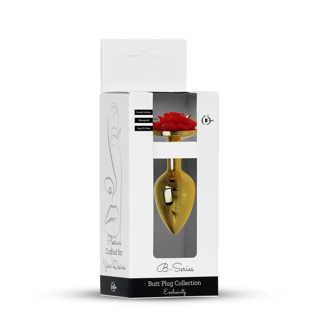 Анальна пробка B - Series HeavyFun Plug-Jewellery Gold, 7 см (червоний) - фото 7