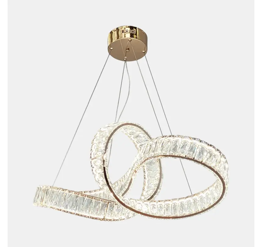 Золота дизайнерська кришталева LED люстра Artlight 549-800GD довжиною 80 см, 113W, 3 режими та пульт. - фото 6