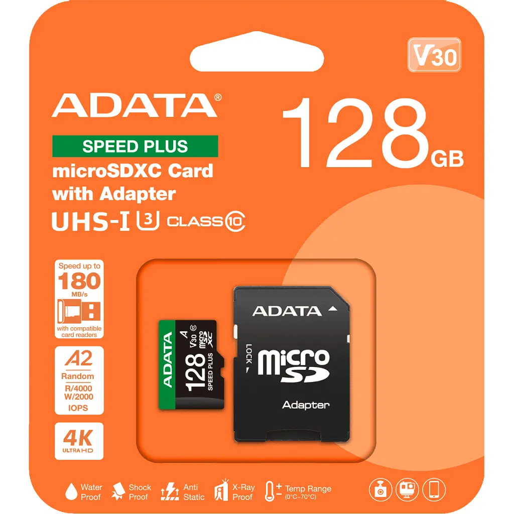 Карта пам'яті ADATA 128GB microSD class 10 UHS-I U3 V30 A2 Speed Plus (UD128GUI3V30A2SP-RA1) - фото 3