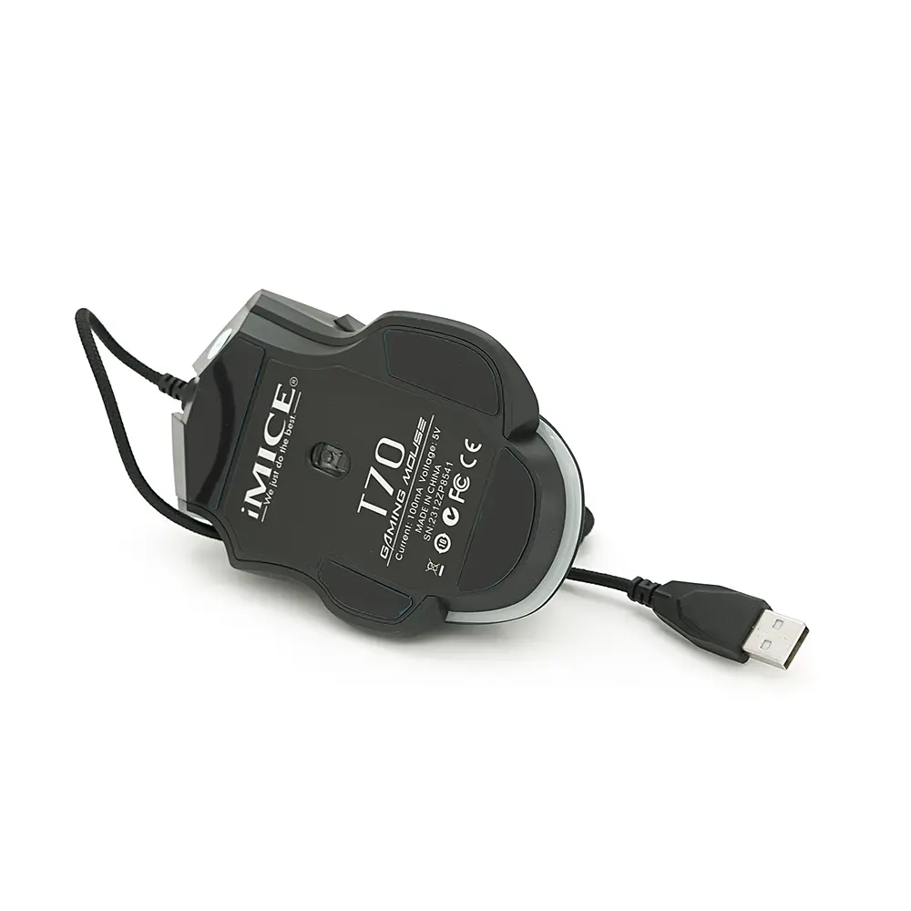Миша провідна iMICE T70, 8 кнопок, 1200/2400/4800/7200 DPI, Led Lighting, 1,8м, Windows XP/Vista/Win7/8/10 Mac OS X, Black, COLOR BOX, Q40 - фото 4