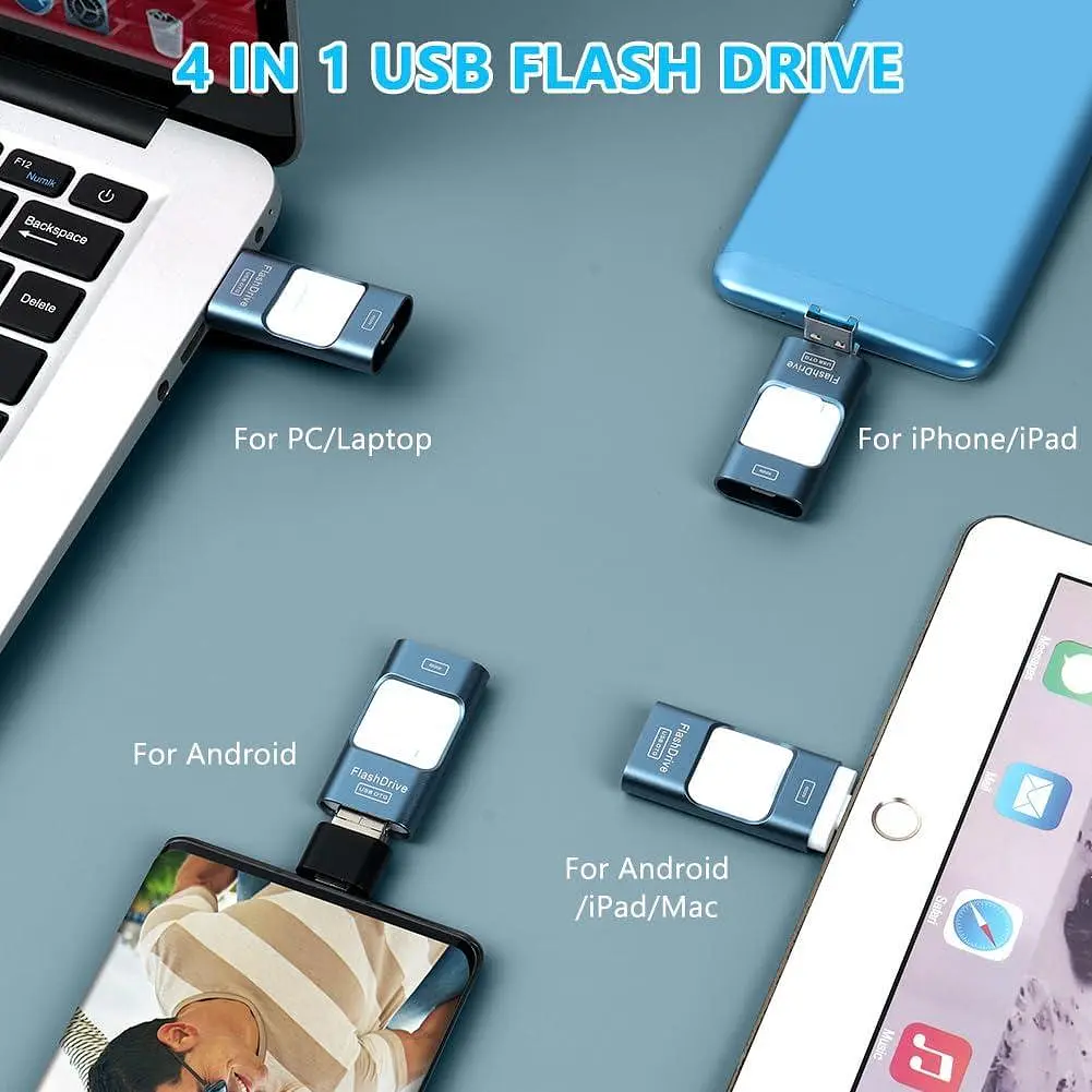 Флеш-накопичувач AXFEE 256GB 4-в-1 USB/Type-C/microUSB/Lightning - фото 5