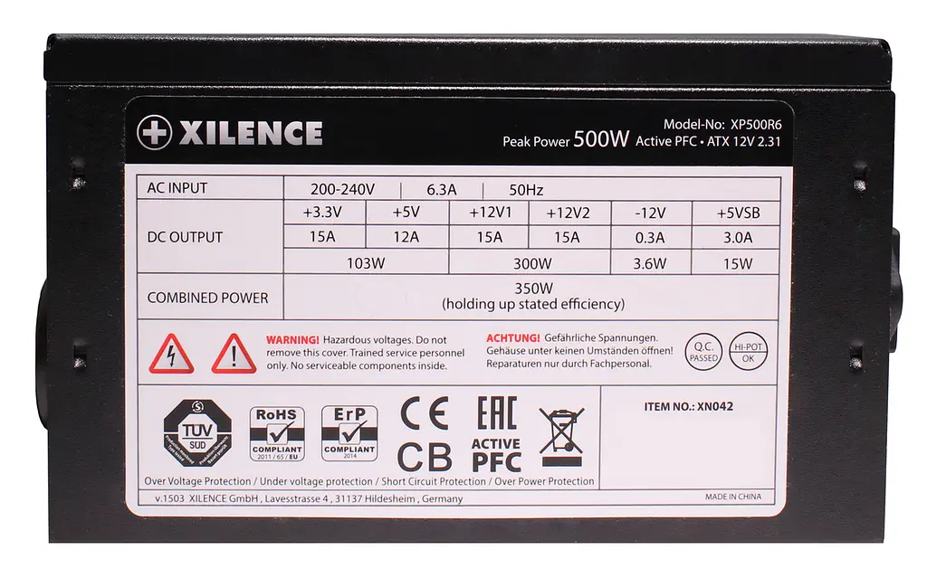 Блок живлення 500W Xilence XP500R6 Performance C, 120mm, ~85%, Retail Box - фото 8