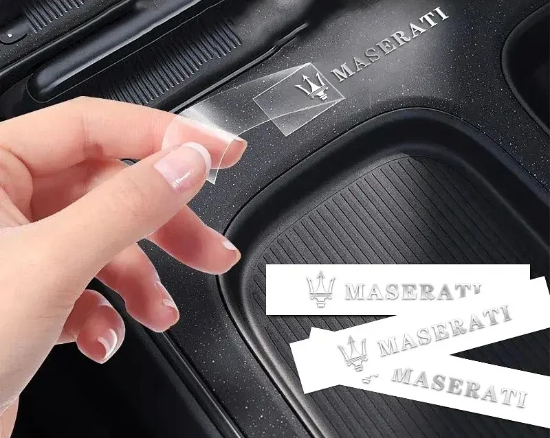 Наклейка з логотипом Maserati метал, на клейкій стрічці 1шт (універсальна) - фото 2