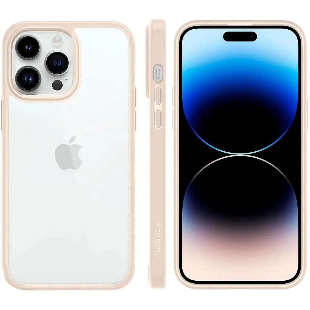 Оригінальний протиударний чохол Spigen Ultra Hybrid для iPhone 14 Pro Max Sand Beige ACS04819 прозорий - фото 3
