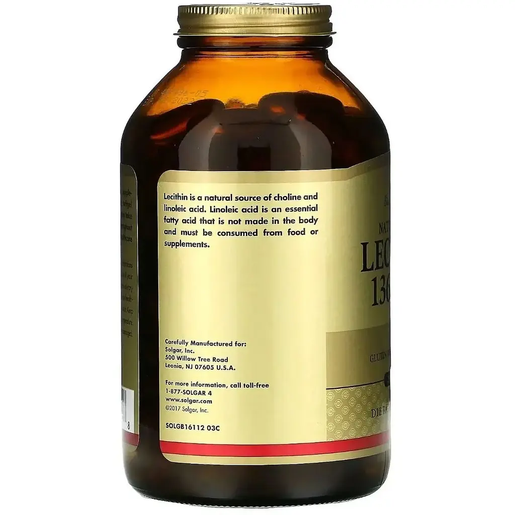 Лецитин невибілений Solgar Natural Soya 1360 мг 250 желатинових капсул - фото 3