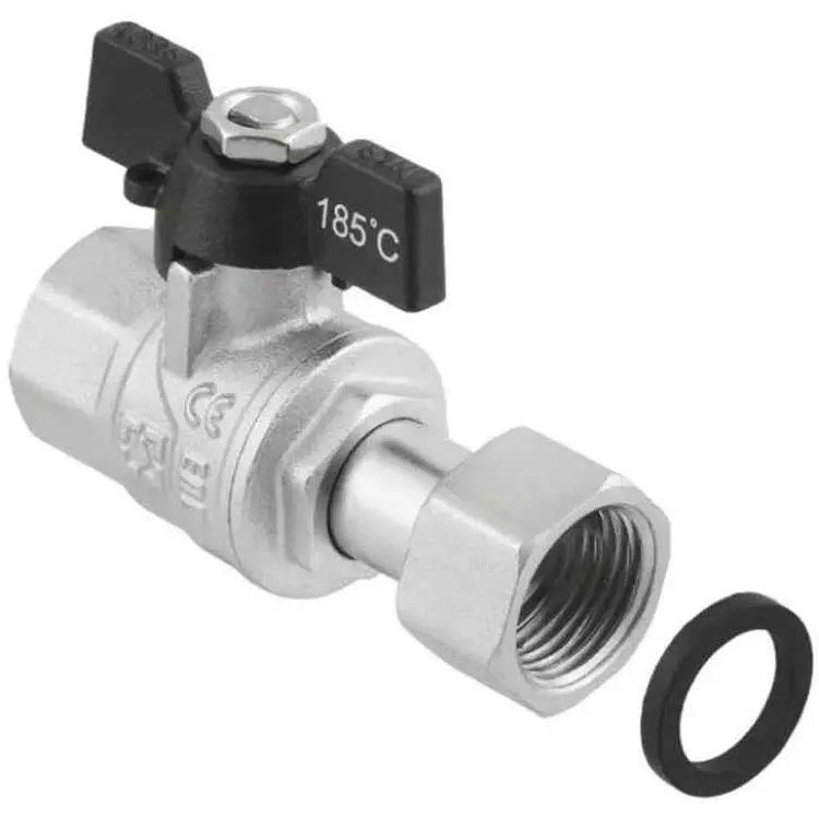 Кран кульовий RAFTEC 1/2" з накид. гайкою ВВ, DN15, PRB-1, метелик, BLACK