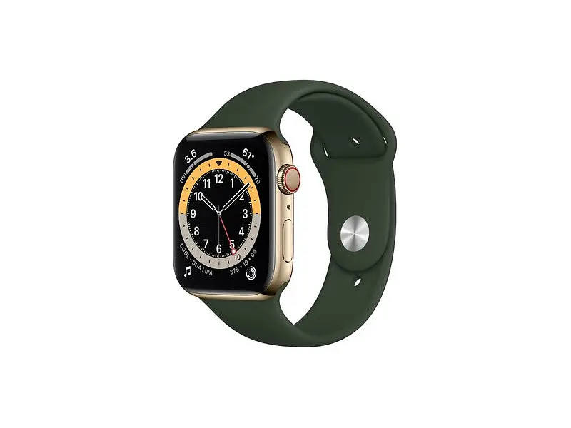 Смарт-годинник Apple Watch Series 6 GPS + Cellular 40mm Gold Stainless Steel Case with Cyprus Green Sport Band (M02W3, M06V3)
