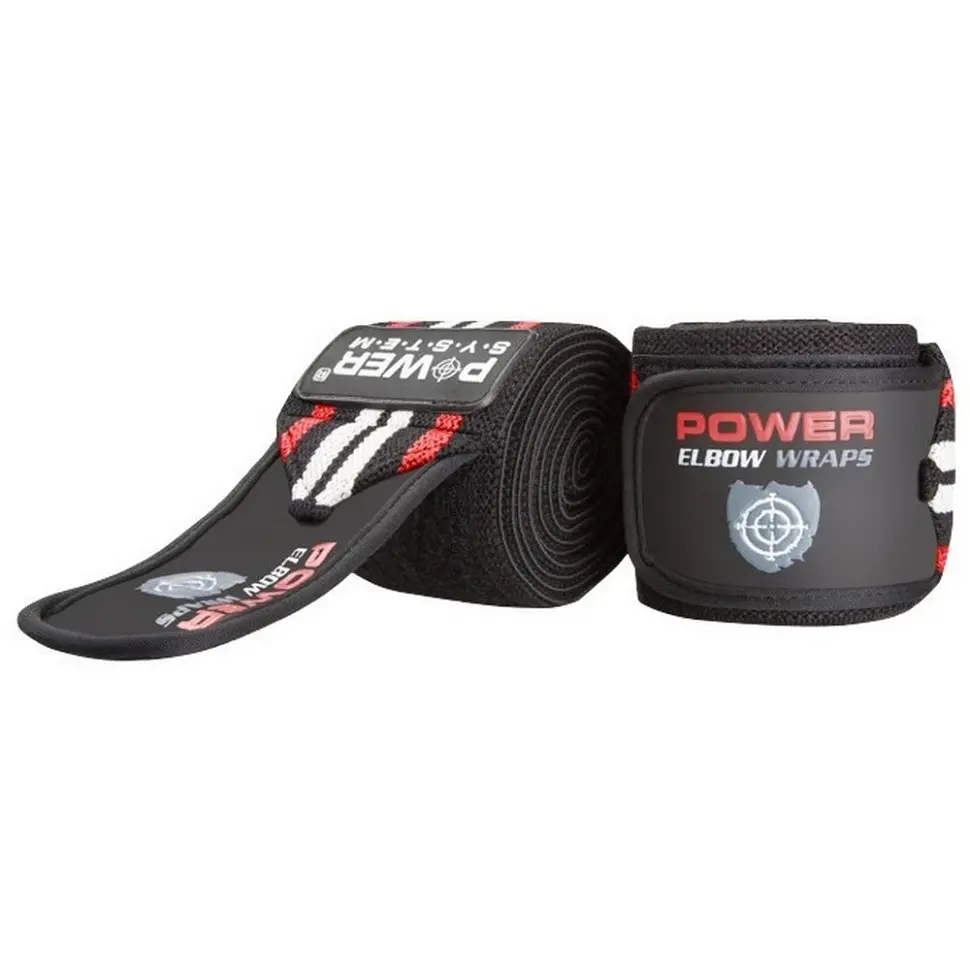 Бинти на лікоть PS-3600 Elbow Wraps Power System PS-3600_Red-Black, Red/Black (пара)