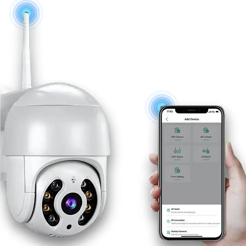 Вулична поворотна 4MP Wi-Fi IP-камера, водонепроникна з нічним баченням + ICSee, Біла (3058609996) - фото 2