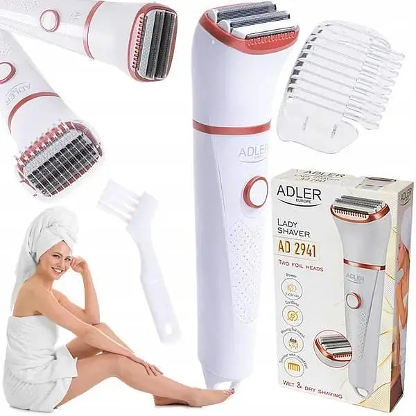 Электрическая женская бритва Adler AD 2941 с двумя насадками для сухого и влажного бритья - фото 10