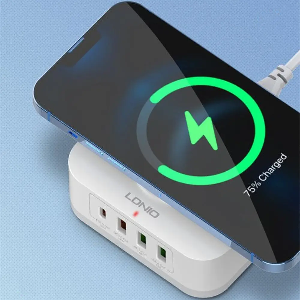 Бездротовий зарядний пристрій Ldnio AW004 3 USB/ Type-C QC PD 32W білий - фото 4